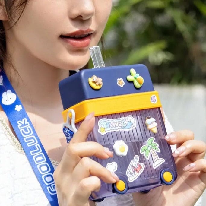 Briefcase Travel Cup, 450ml Plastic Water Cup with Straw Briefcase Shape Kids Water Bottle, Portable Drinking Cup for Girls Boys School, Easy to Carry Sports Bottles for Girls and Boys Briefcase Travel Cup, 450ml Plastic Water Cup with Straw Briefcase Shape Kids Water Bottle, Portable Drinking Cup for Girls Boys School, Easy to Carry Sports Bottles for Girls and Boys